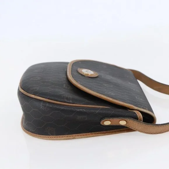 Christian Dior Honeycomb Canvas Shoulder Bag PVC Leather Black Auth BA6822 - Picture 5 of 16